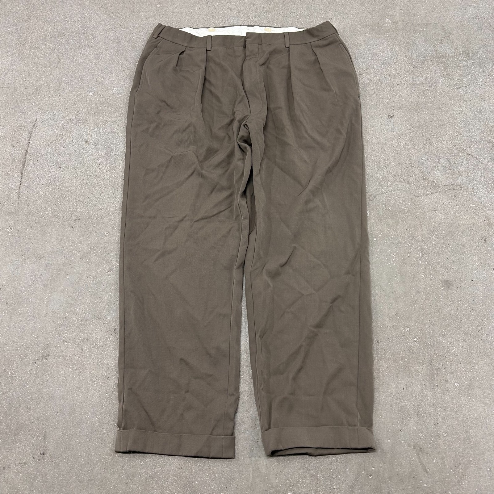 VTG Polo Ralph Lauren Dress Pants Mens 34x30 Brown Pleated Formal Made in Italy