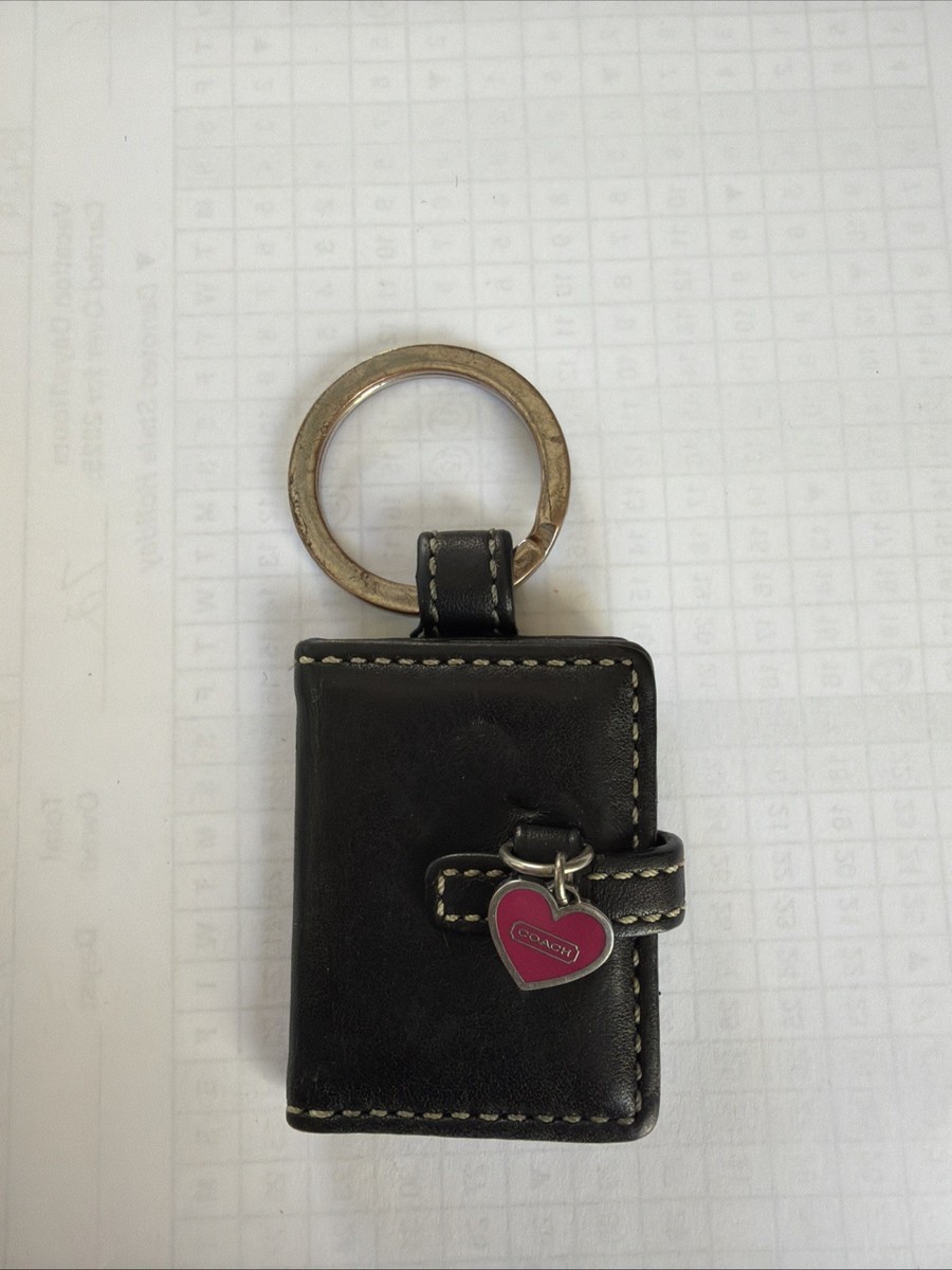 Coach Signature Picture Frame Black Keychain Charm Leather Canvas Collection
