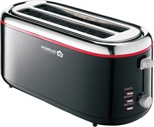 4 Slice Toaster Black - Extra Wide Long Slots for Breads, Crumpets and Bagels, R
