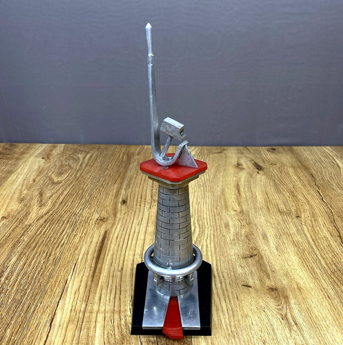 Vintage USSR Space Age Rocket Sculpture Soviet Communist Propaganda Statue Rare.