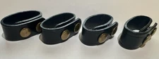 4 Black Leather Double Snap Sam Browne Duty Equipment Belt Keepers Holders