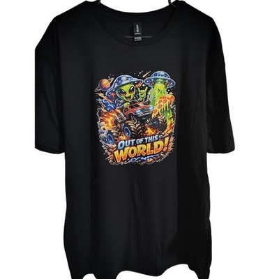 XL Out Of This World Alien Monster Truck Graphic T Shirt UFO Space Off Road Tee