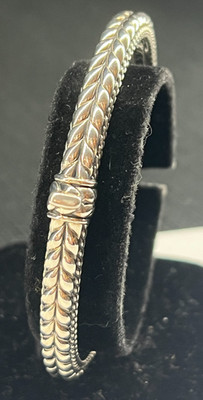 JAI John Hardy 925 Sterling Woven Braided Hinged Cuff Bracelet 7'' Spot for Charm