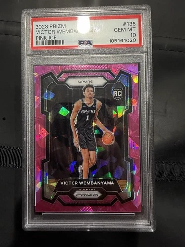Panini 2023-24 Prizm Victor Wembanyama Pink Ice RC #136 Spurs PSA 10
