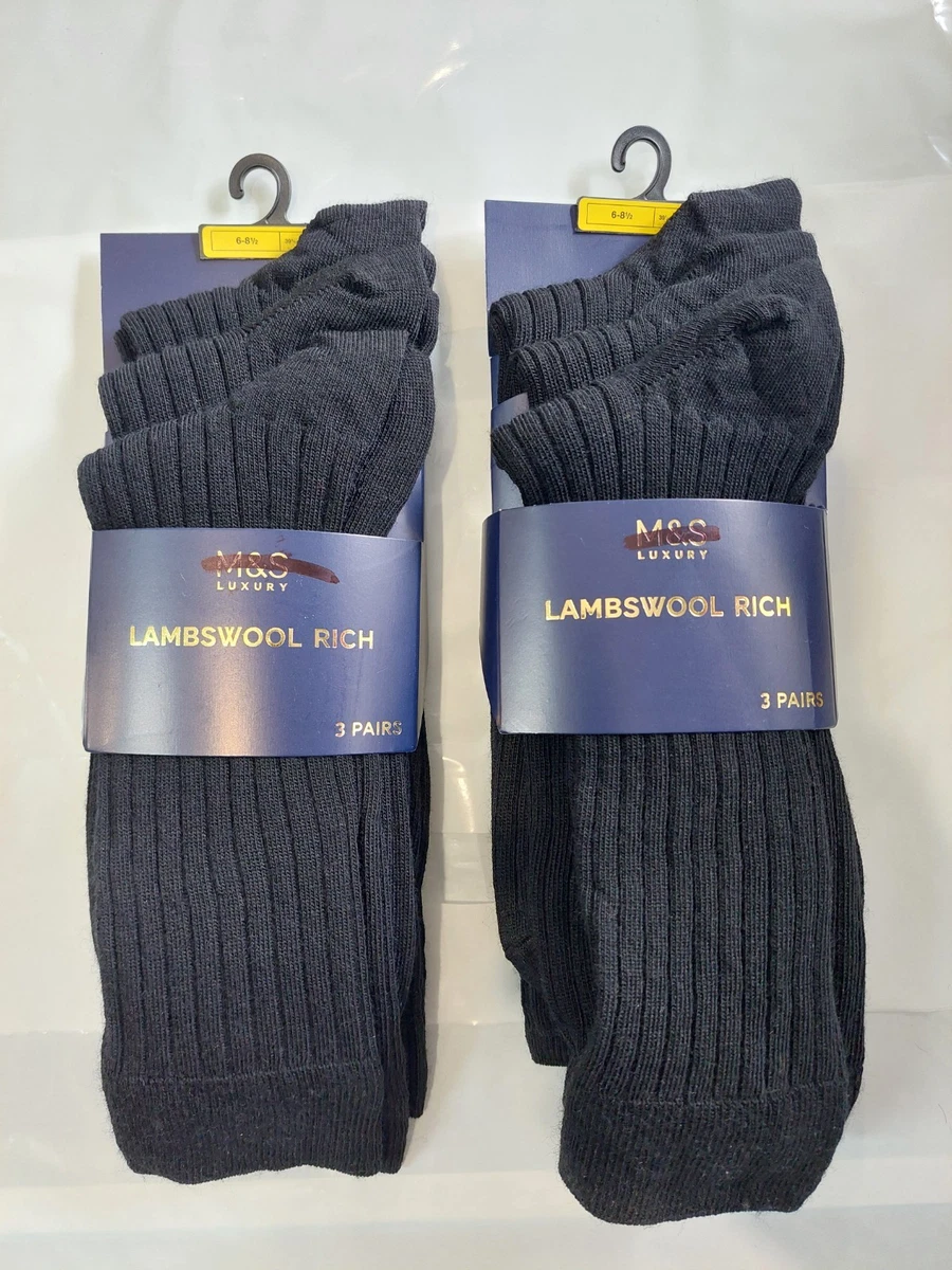 Marks & Spencer Men's Cotton Rich Socks - Black & Navy, Multiple UK Sizes (6-8.5, 9-12, 12.5-14.5), Mid Calf