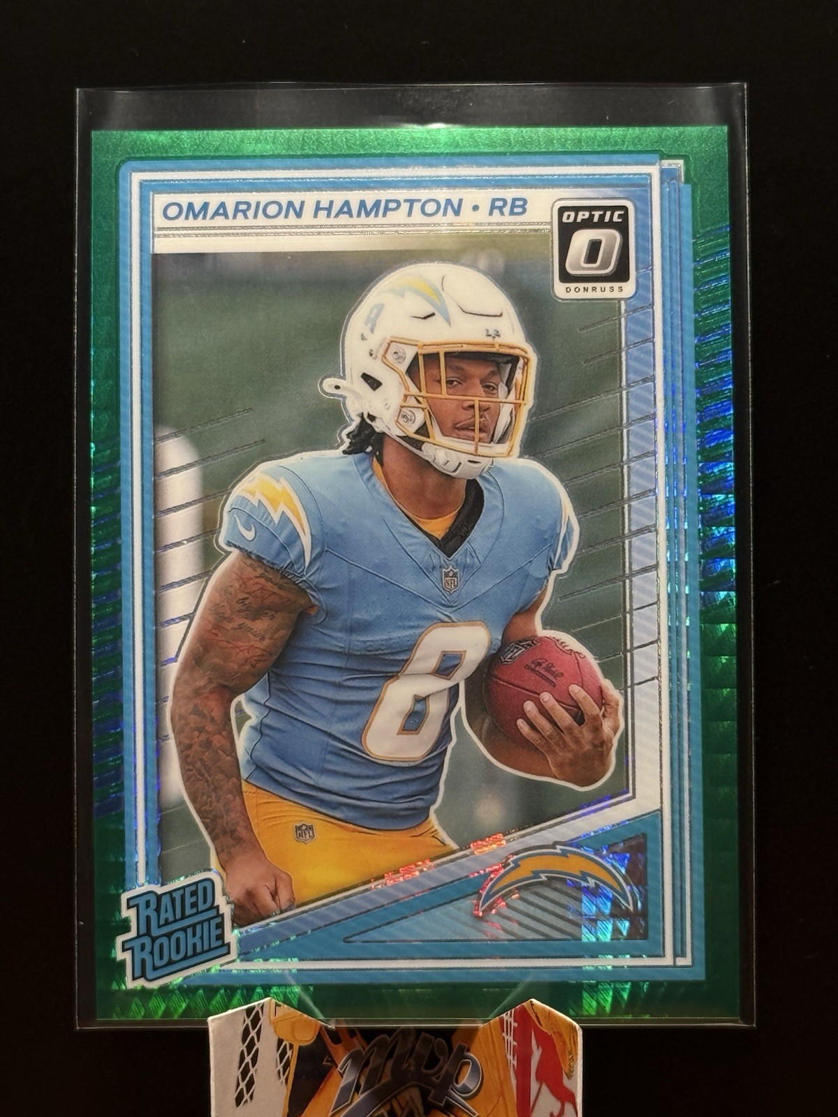 2025 Panini Donruss Optic - Rated Rookie Omarion Hampton #212 Green Hyper Prizm