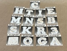 WHITE Letter With White Border Embroidered Iron On Patch - Select A Letter