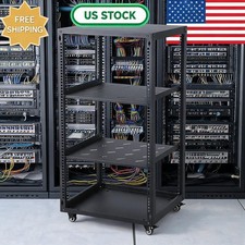 Rack with Casters - Heavy Duty Open Frame Network/Server Rack for IT Network 15U