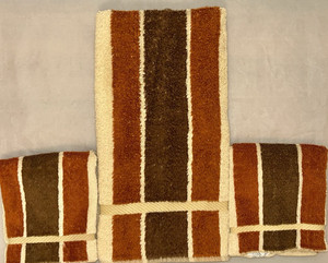 VTG Fieldcrest Royal Velvet Hand Towel & Wash Cloths Set Brown Rust MCM Retro