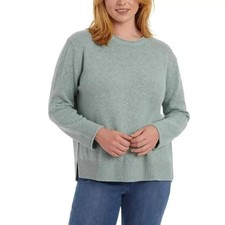 Ella Moss Womens Green Crew Neck Knit Pullover Sweater Long Sleeve Size L NWT