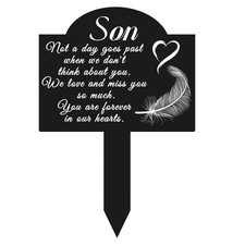 Memorial Grave Stake for Son 13.8 7.9 inch Weatherproof Metal Grave Marke...