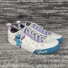 Disney Lilo Stitch Sneakers Womens Shoes Ohana White Blue Glitter Size 9