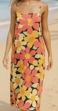 Billabong Weekend Waves Floral Print Midi Slip Tank Dress Women's Size Medium