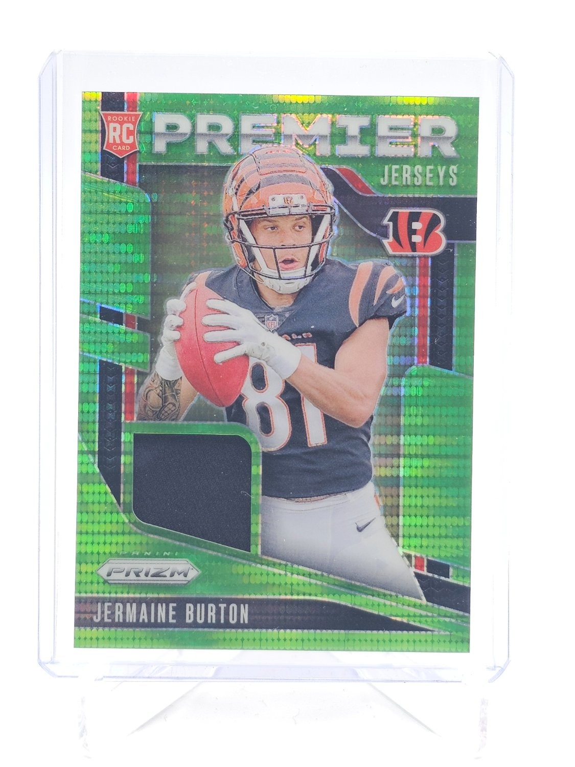 Jermaine Burton Panini Prizm Premier Jerseys #PJJBN Neon Green Pulsar
