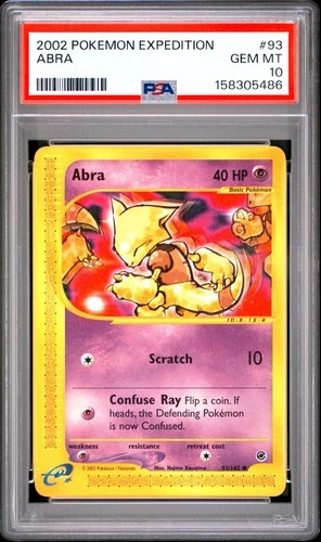 Pokemon TCG 2002 Expedition Base Set Abra 93/165 PSA 10 - Gem Mint