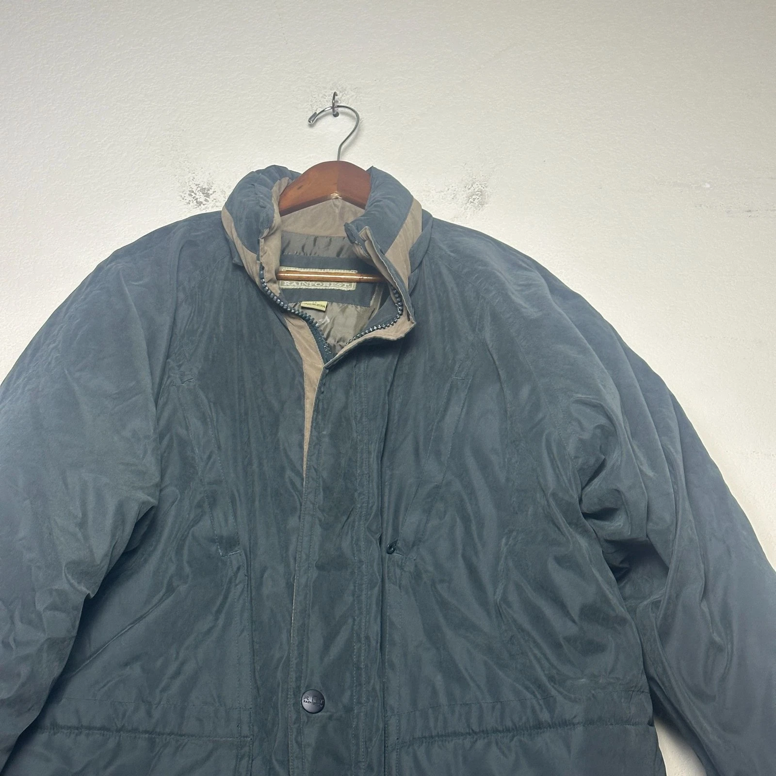 RFT Rainforest Men M Puffer Full Zip Coat Jacket Outerwear Green Quilted Lining