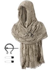 Wrap Dune Wasteland Hooded Shawl W Viking Brooch Cowl Scarf Rogue Medieval Cape