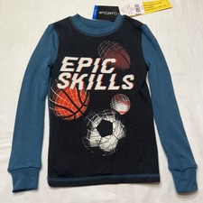 Cuddl Duds Boys Sleepwear Longsleeve Top Epic Skills Basketball Size 6 Rd Descri