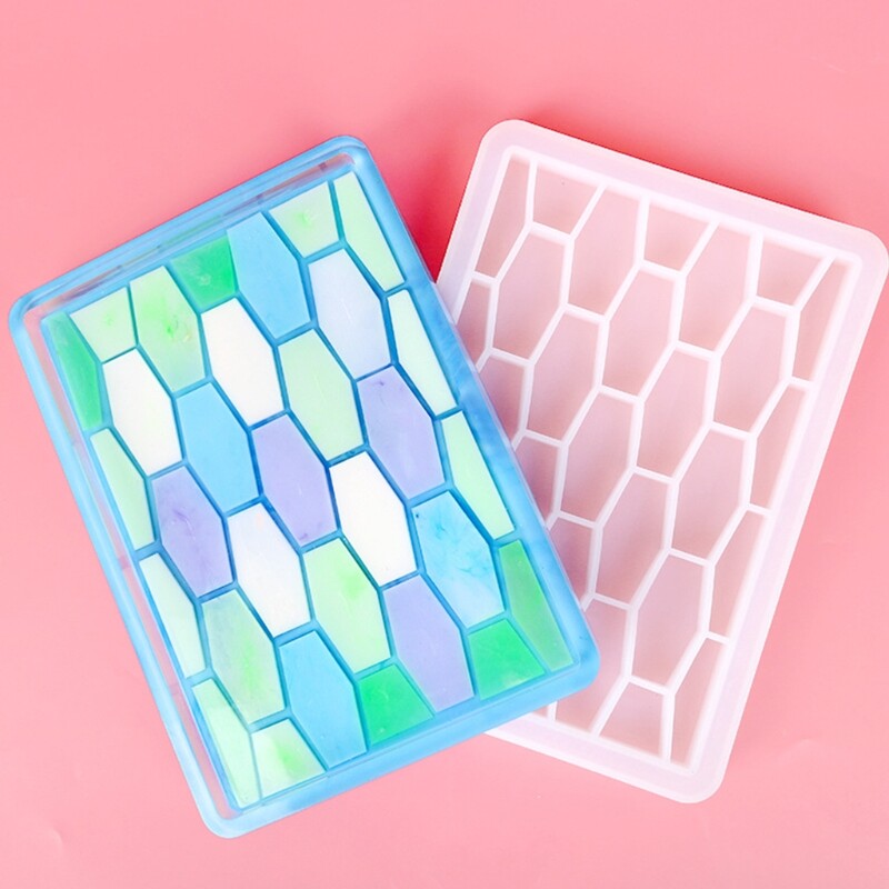 Honeycomb Rectangle Epoxy Resin Mold DIY Serving Board Silicone Tray