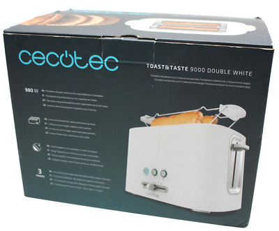 Cecotec Toaster Toast&Taste 9000 Doppel White 980 W Brötchenaufsatz 2 Scheiben  