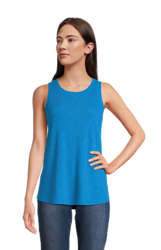 Canotta Time and Tru donna 3XL 22 swing a costine blu ceruleo NUOVA - Foto 1 di 5