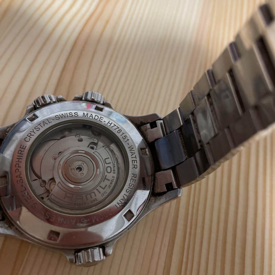 ★最終値下げ　ハミルトン　カーキ　ネイビー　GMT　H776151　自動巻デイト H77615333 安心なカーキネイビーGMT BLACKラバーベルトモデル