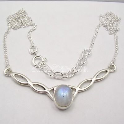 925 Pure Silver Blue Rainbow Moonstone 