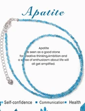 Natural Blue Apatite Beaded Choker Blue Stone Necklace Unisex Healing Reiki Gift