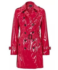 Women's Trench Vinyl Shiny Gothic Coat Pvc Emo Top Quality Faux Leather Red Coat