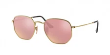 New Ray Ban Sunglasses HEXAGONAL RB 3548N 001/Z2 54MM ARISTA/PINK FLASH LENS 