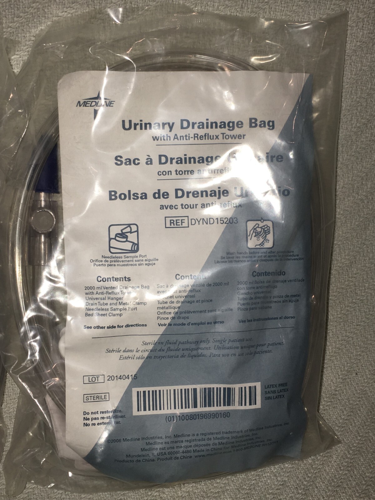 ONE MEDLINE DYND15203 Urinary Drainage Bag with AntiReflux Tower and