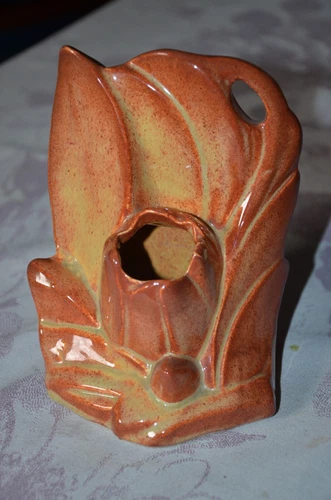 Vintage 1940's Nelson MCCOY SINGLE LILY BUD BOOKEND RUST GLAZE