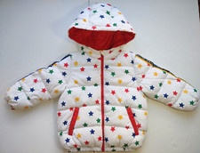 United Colors of Benetton Girl Puffer Jacket Full Zip Hood Size 3-4 Yrs Colorful
