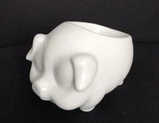 Vtg Schmidt Pig Trinket Dish Jewelry Succulent Planter Figurine White Porcelain