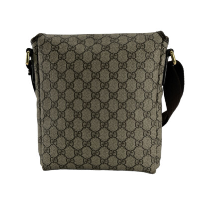 Auth Gucci Shoulder Bag GG Supreme Flap Pochette Crossbody PVC