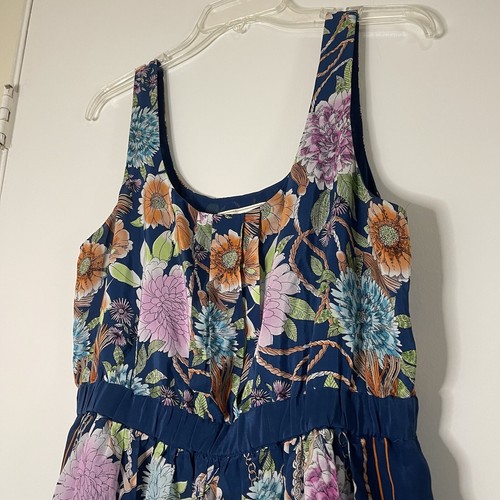 Anthropologie Moulinette Soeurs blue floral silk mini dress with pockets Medium - Picture 2 of 7