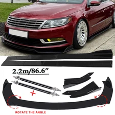 Front Bumper Lip Spoiler Splitter Glossy Black For Volkswagen CC 2009-2017