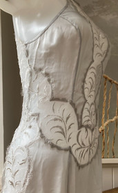 Agent Provocateur Soiree silver grey gown silk lace dress 12 full length maxi