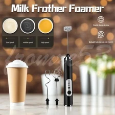 Electric Milk Frother Double Whisk Handheld Coffee Foam Mixer USB Rechargeable🔥