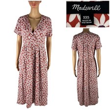 Madewell Clara Midi Dress XXS Falling Daisies Russet Orange Floral NA239 EUC