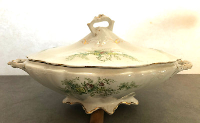 East Liverpool Potteries E.L.P.  Narcissus Floral Spray - LIDDED CASSEROLE BOWL