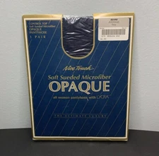 Nice Touch Sears Opaque Sueded Microfiber Pantyhose Navy Control Top Sz Average