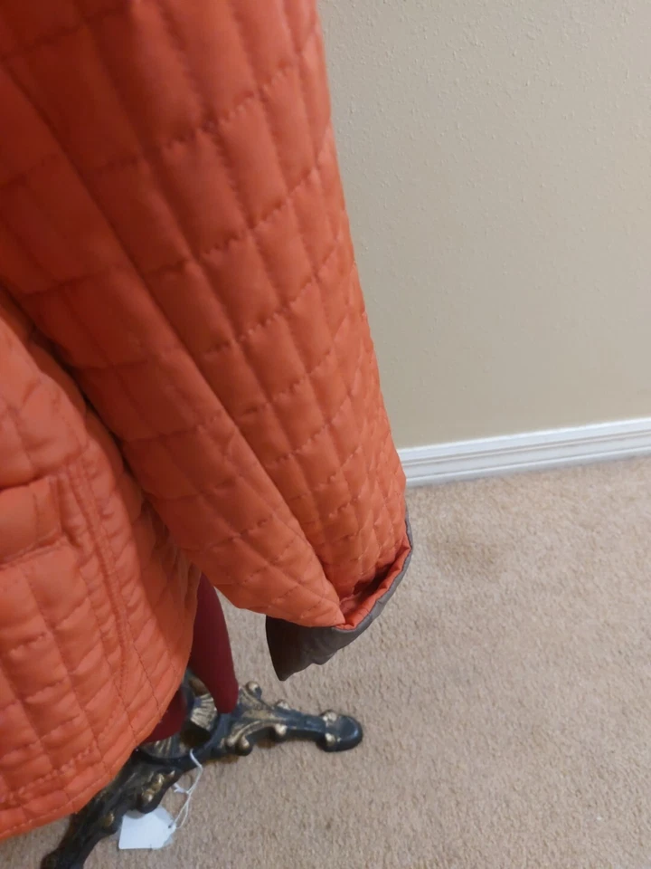 Chaqueta acolchada acolchada con cremallera completa extra grande blanca Stag mediana para dama 16/18 naranja Foto 3 de 4