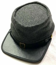 CIVIL WAR CSA CONFEDERATE DARK GREY WOOL KEPI FORAGE CAP HAT-ALL SIZES  