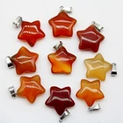 50pcs Natural Red Agate Stone Star Pendant DIY Necklace Jewelry Making Wholesale