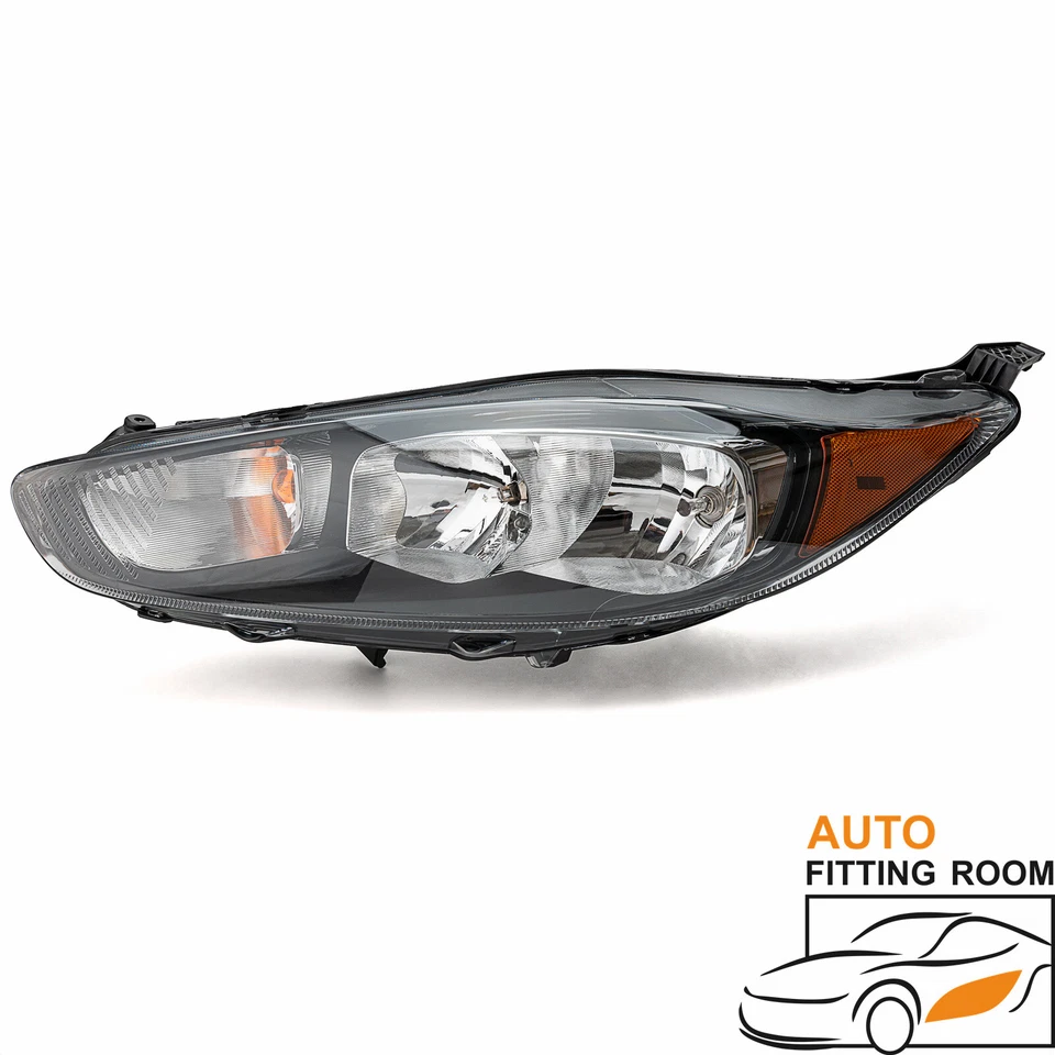 Pair Black Housing Headlights Assembly W/Bulbs For 2014-2019 Ford Fiesta S ST SE Foto 3 de 4
