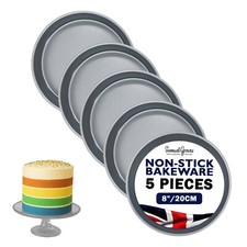 5 x Victoria Sandwich Cake Tin Pan 8" 20cm Non Stick Fixed Base Made in England