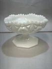 Vintage Kemple White Milk Glass Pedestal Hobstar Pattern Candy Dish Bowl