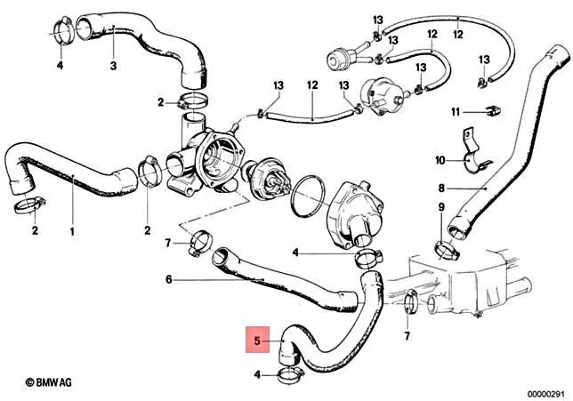 Genuine BMW E21 Sedan Cooling System Thermostat Water Hose OEM 