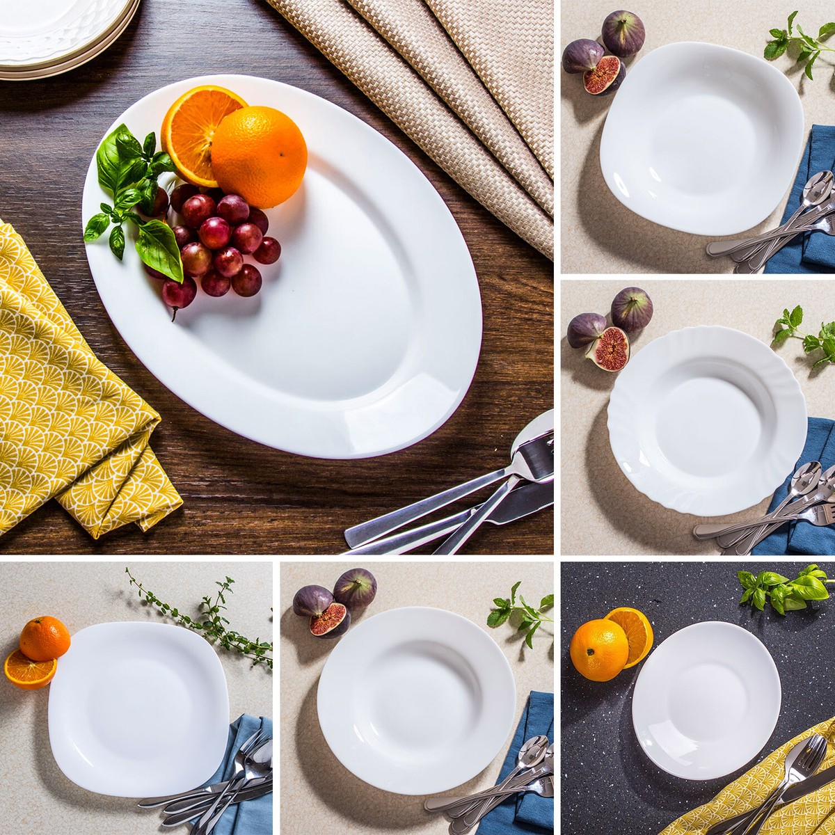 Bormioli Rocco Opal Glass Dinner Plate Oval Food Serving Platter